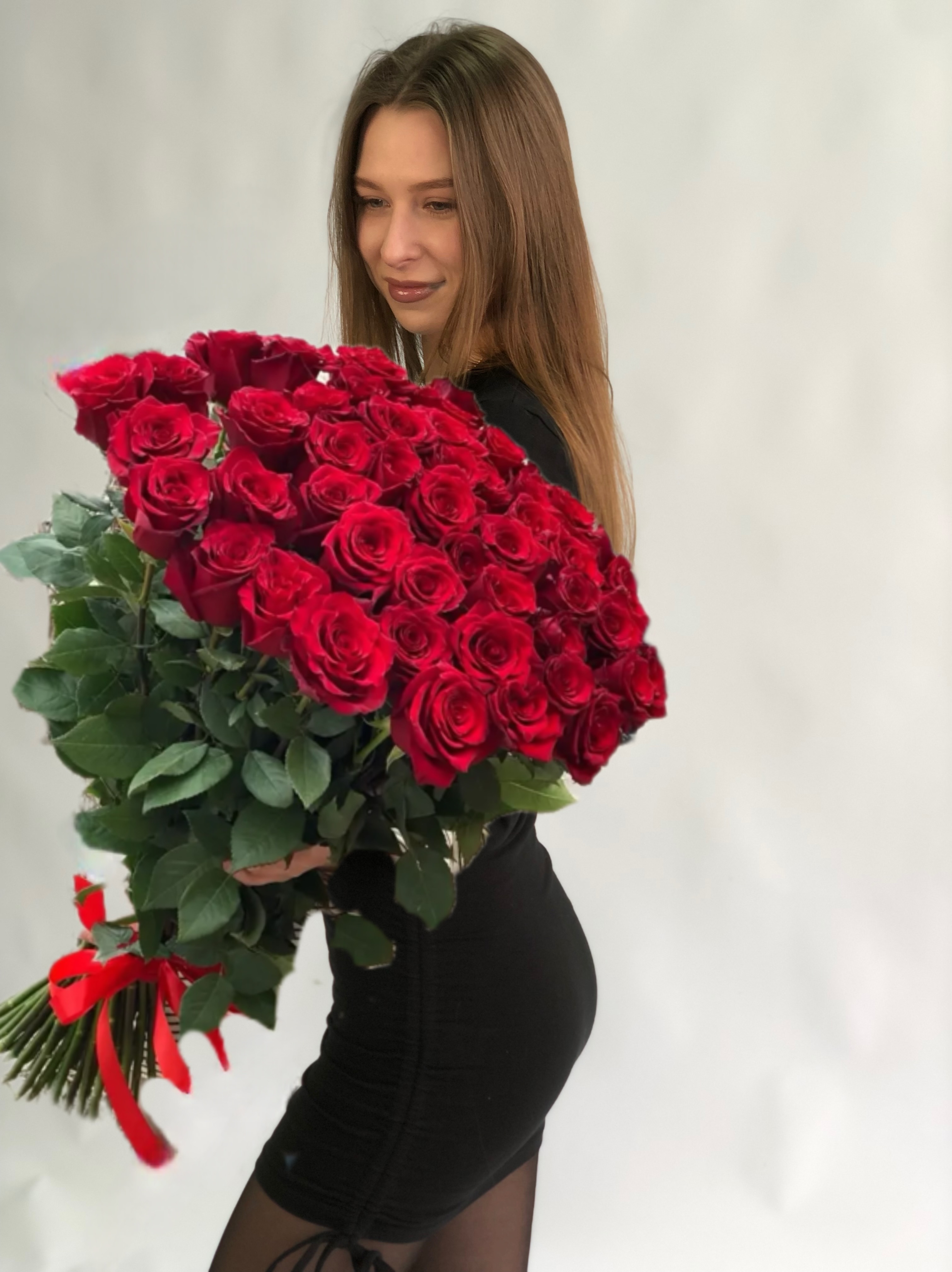 Букет из 45 красных роз 60 см Премиум